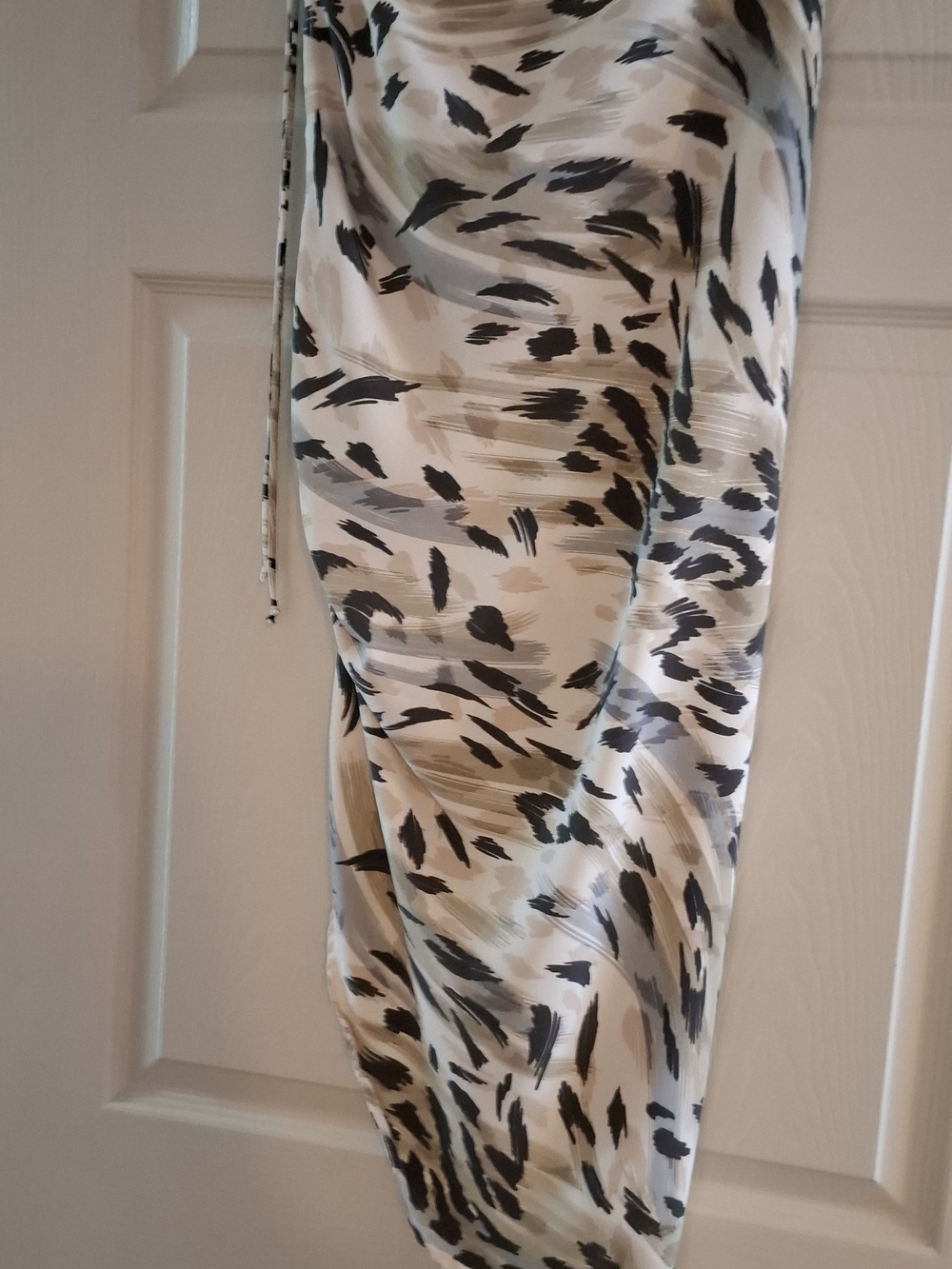 Neutral Abstract Animal Print Slip Dress